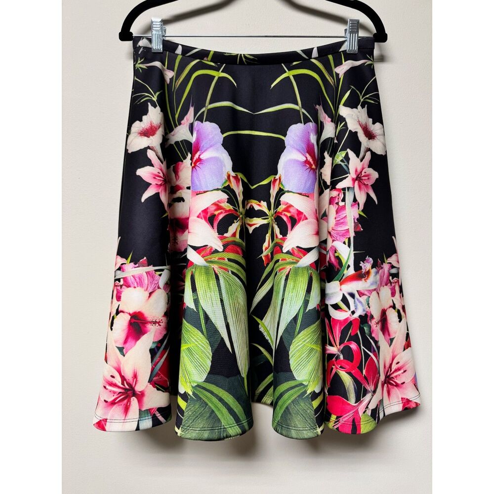 NWT - TED BAKER Hotley Mirrored Tropics Full Circle Skirt, Lily Floral Print, 3